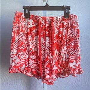 Tropical Red and White Women's Shorts